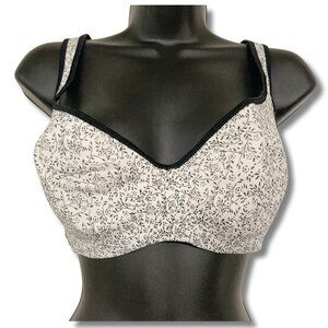 TI VOGLIO 40B Black creamy white floral print smoothing t-shirt bra w/ underwire